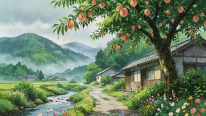 山村桃雨时 护眼