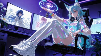 狐耳炫彩电竞少女