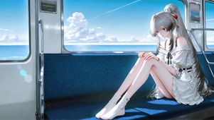 蓝海边列车少女绯雪