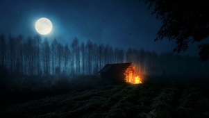 夜晚木屋