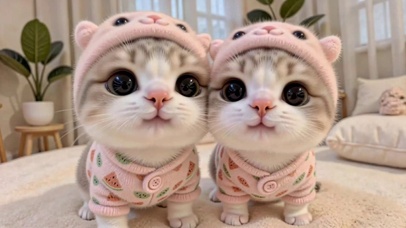 呆萌可爱双胞胎小奶猫