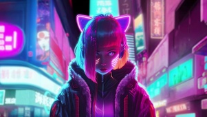 赛博朋克光影少女
