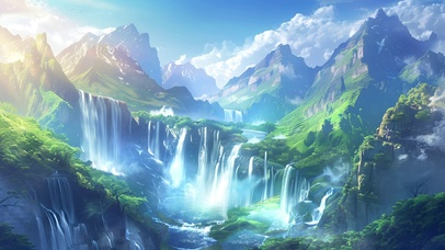 山中瀑布