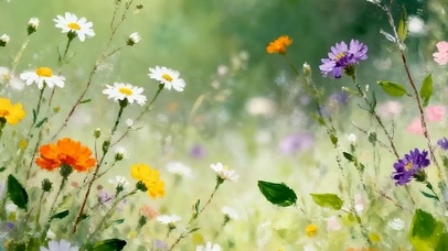 护眼花草树木带鱼屏