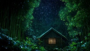 护眼雨天竹林景色