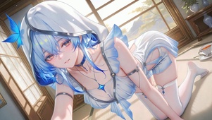 少女居家窗边守岸人