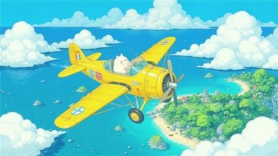 萌物的黄色飞机冒险记