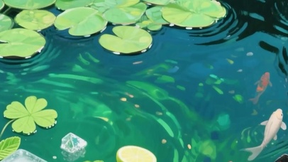 夏天池塘鱼群带鱼屏