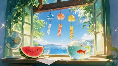 夏日的窗台