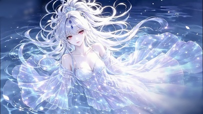 水中梦幻白发少女