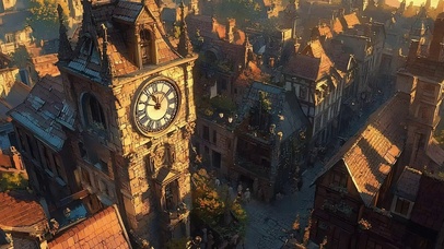 俯瞰古城钟楼夕阳美景