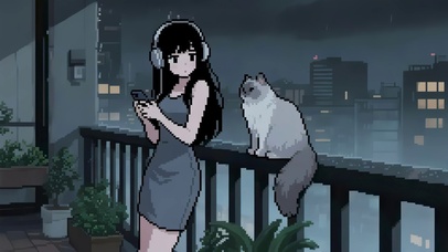 像素动画-窗台少女