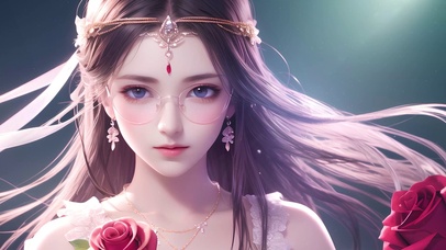 玫瑰眼镜美女