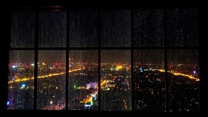 城市雨夜玻璃雨