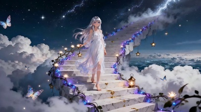 云端星梯・银发少女