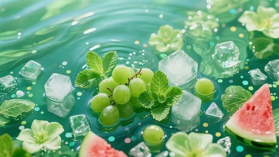 水面的葡萄