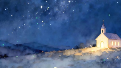 夜景星空树木带鱼屏