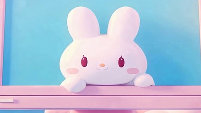 简约萌宠兔子带鱼屏