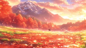 护眼夕阳河流带鱼屏