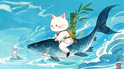 骑鱼的猫