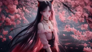 繁花树下少女