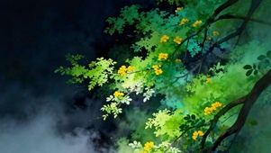 雾林水墨画 护眼