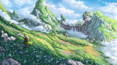 唯美护眼绿色蓝天白云草地