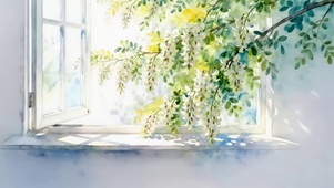窗台槐树花