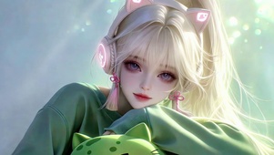 清新薄荷绿电竞少女