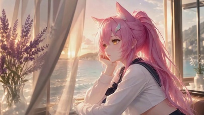 窗边粉发猫耳-爱弥斯