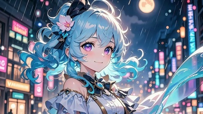 霓虹萌娘・雨夜都市的治愈瞬间