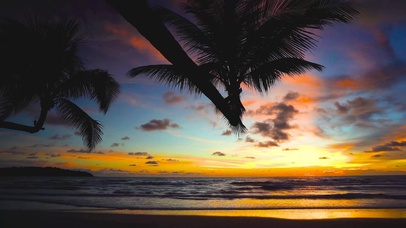 放松夏日晚霞海滩 