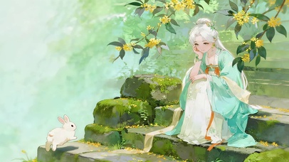 桂花树下女孩