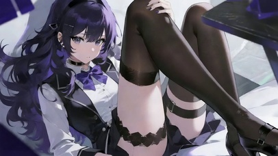 黑丝制服长发美女