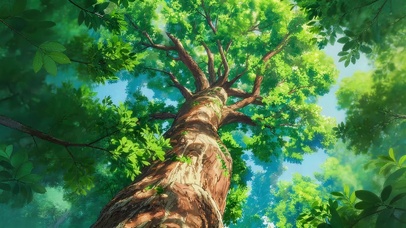 光影夏日参天大树