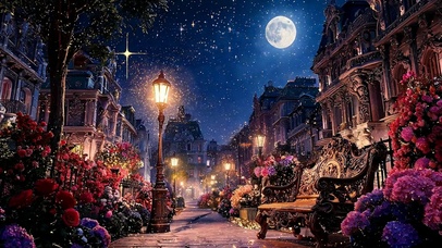 夜景星空树木
