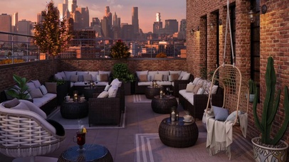 秋季屋顶咖啡厅