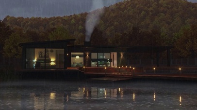 雨夜湖边小屋