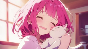 抱猫少女4k唯美高清治愈护眼