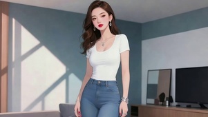 动漫风居家长发美女2