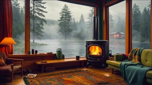 雾水河边木屋