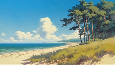 静谧蓝天海岛海岸