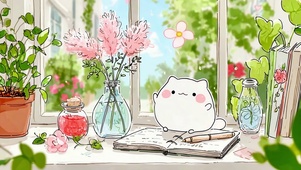 软萌可爱窗边团子