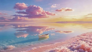 唯美晚霞湖泊