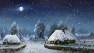 雪天茅草屋
