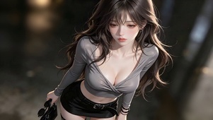雨夜逛街少女