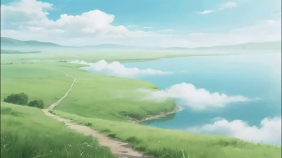 清新绿色湖岸