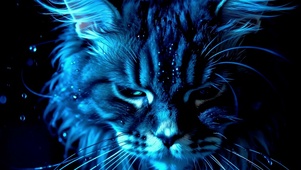 赛博蓝调发光猫咪