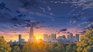 清晨城市日出