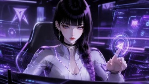 紫调赛博未来科技美少女